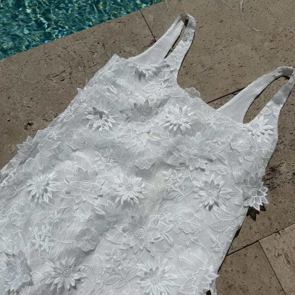 Loveshackfancy White Floral Applique Mini Dress Ellitia NWT